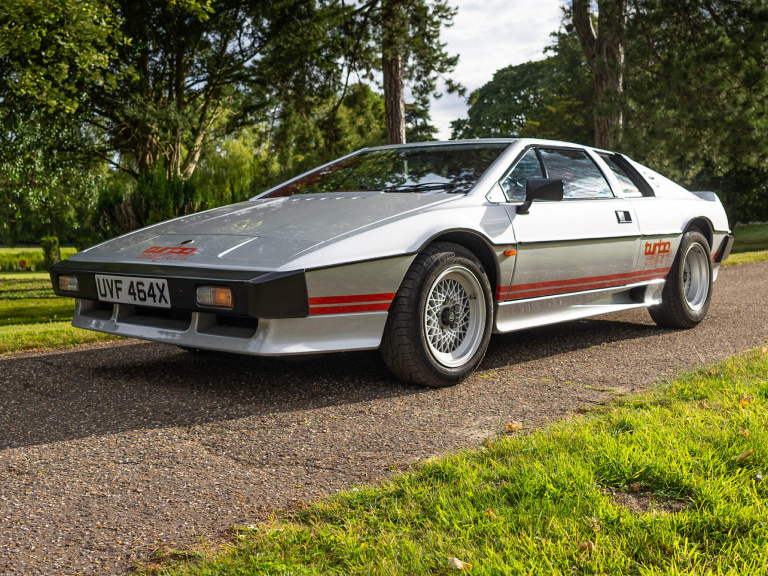 The 1981 Lotus Turbo Esprit pictured at Ketteringham Hall, Norfolk, where initial design and engineering development work on the original Esprit began in secret. The building was also home to 'Team Lotus' racing operations from the mid-1970s to 1994, and the Lotus GT race team from 1995-98.