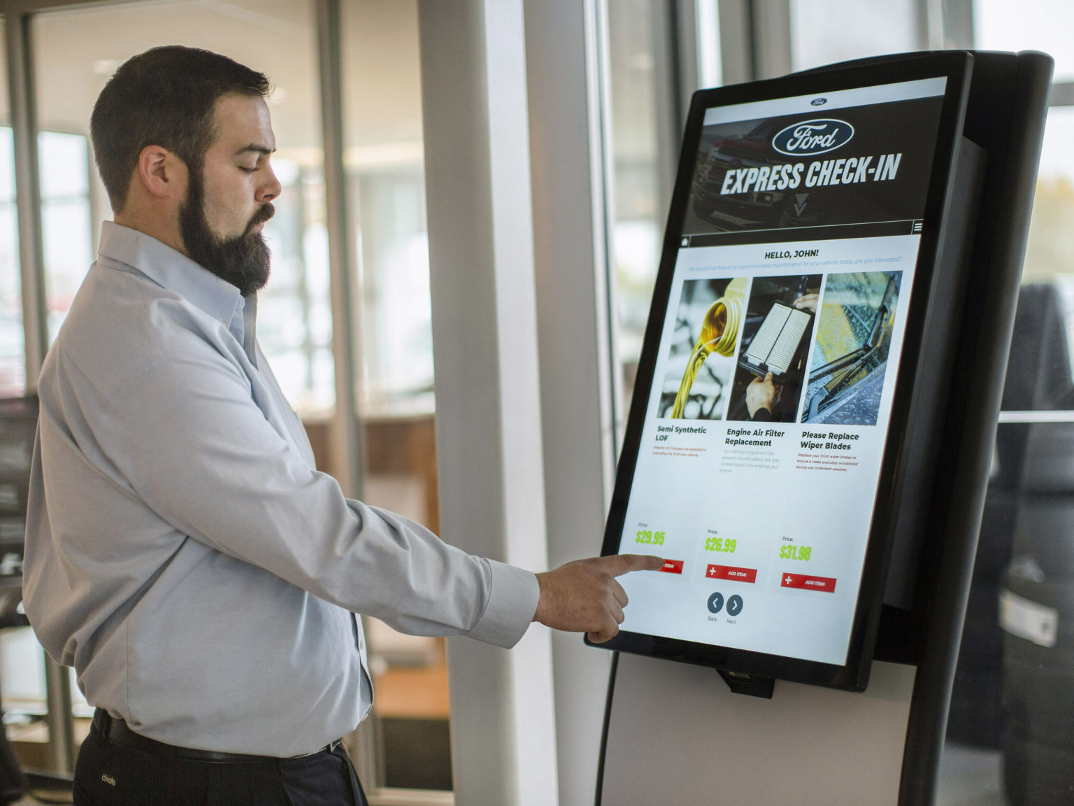 The new kiosks significantly cut down on the time spent checking in vehicles at dealerships.