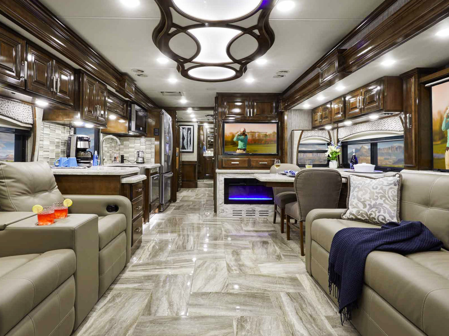 The luxury RVs on this start just over $200,000 and top out at over $2 million.