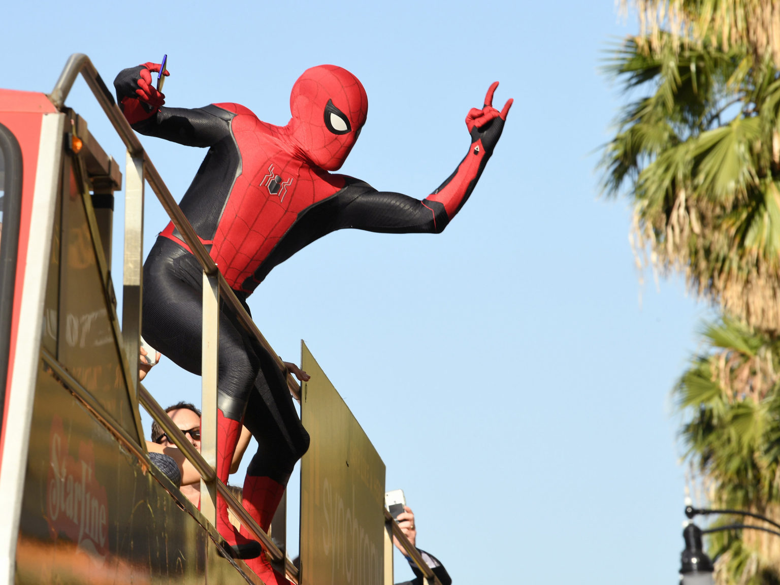 Spider-man performers are seen at the premiere of Sony Pictures' "Spider-Man Far From Home" at TCL Chinese Theatre on June 26, 2019 in Hollywood, California.
