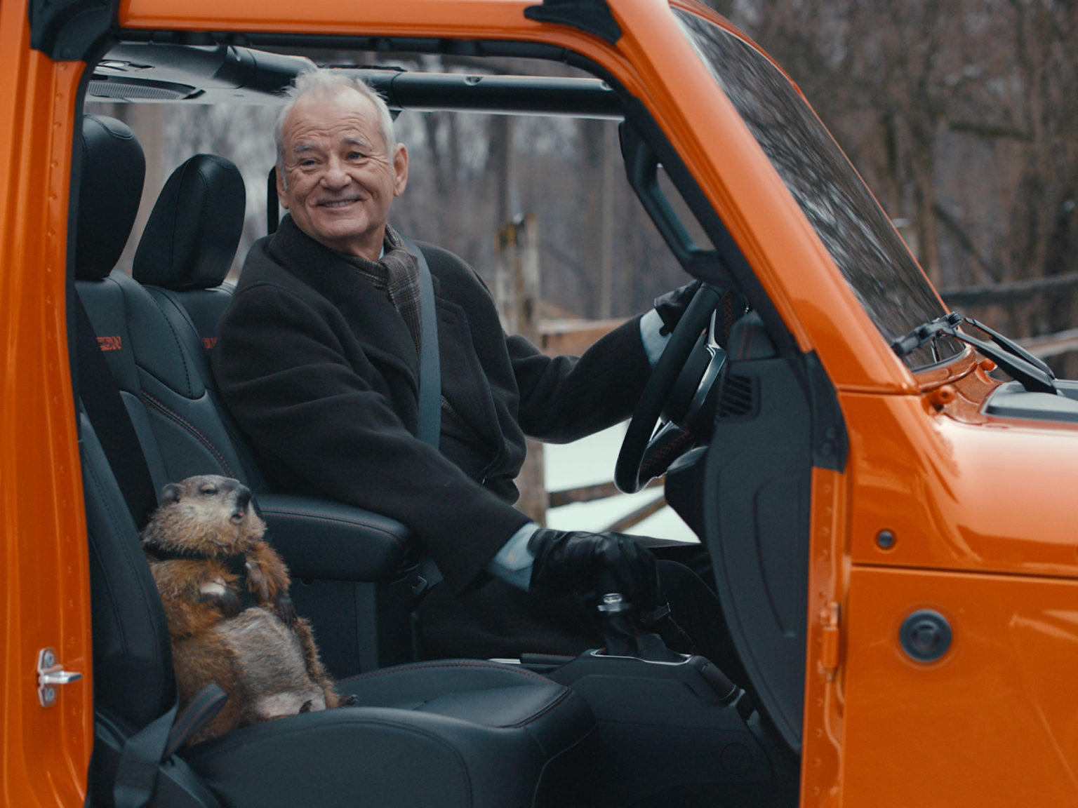 Actor Bill Murray stars in Jeep's new Super Bowl commercial.