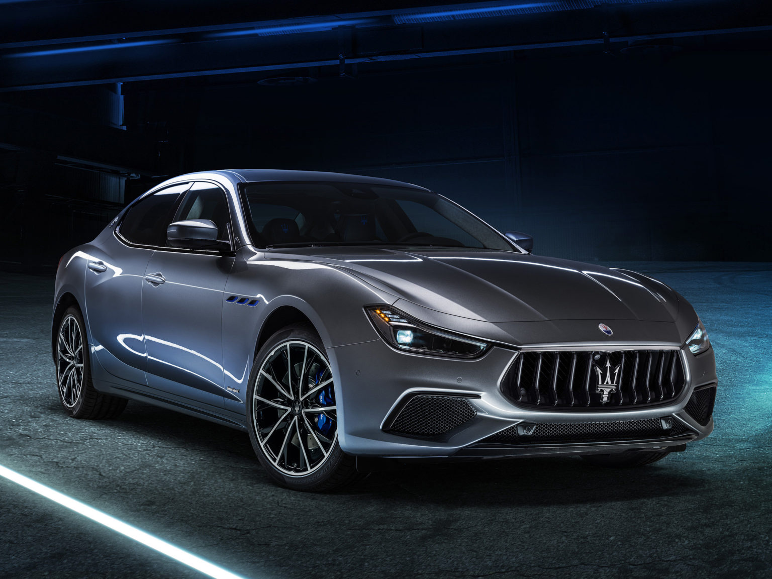 The 2021 Maserati Ghibli Hybrid is the company's first electrified vehicle.