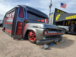 Owner Chris Pulley regularly shows off this slammed Ford Short Bus at auto shows in Texas.