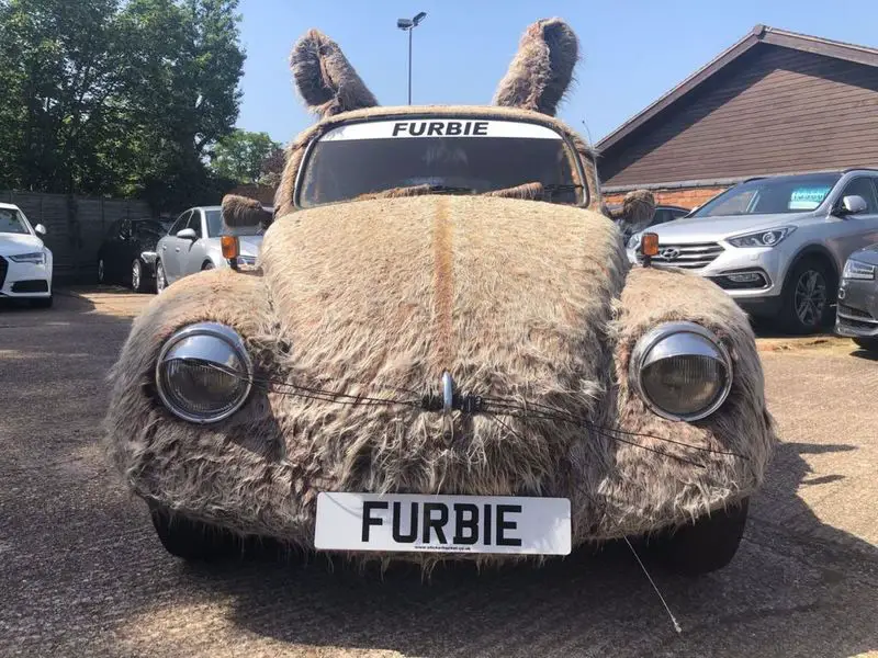A 1978 Volkswagen Beetle has been transformed into a fuzzy critter and is now available for sale.
