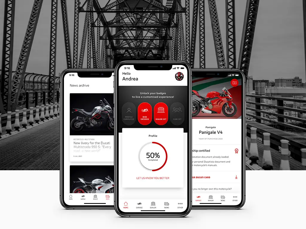 A new app allows Ducati ethusiasts to be connected to the company in a variety of ways.