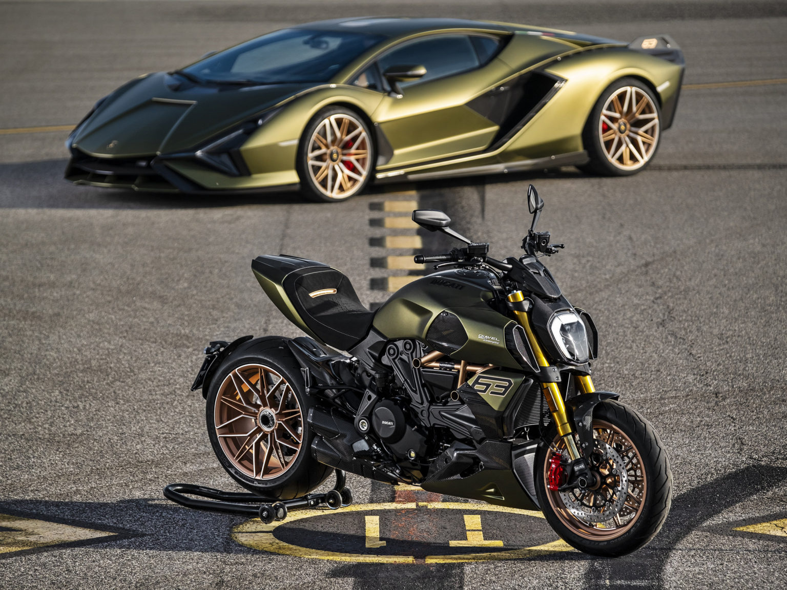 The Ducati Diavel 1260 Lamborghini is inspired by a pioneering Lamborghini car.