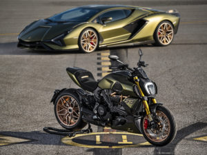 The Ducati Diavel 1260 Lamborghini is inspired by a pioneering Lamborghini car.