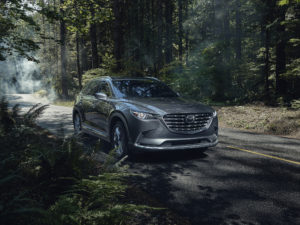 The 2021 Mazda CX-9 is a three-row SUV that features premium appointments for a less-than-luxury price.